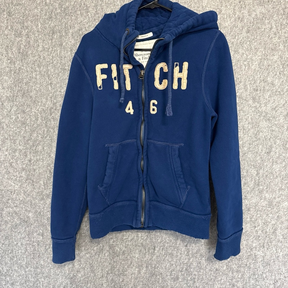 Abercrombie & Fitch Men's Blue Zip-Up Hoodie